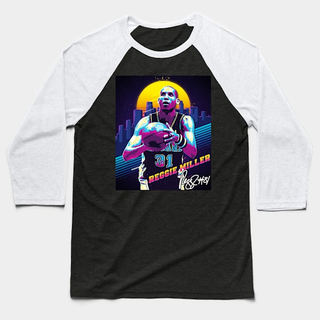 Reggie Miller Choke Sign Basketball Legend Signature Vintage Retro 80s 90s Bootleg Rap Style Baseball T-Shirt by CarDE